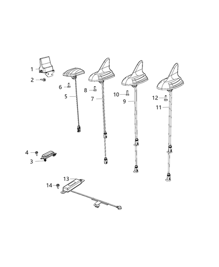 Antenna Cable & Base Assembly Diagram for 5YS48RY4AA