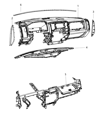 1998 Dodge Stratus Instrument Panel Base Panel Diagram for 6WN52HL1AA