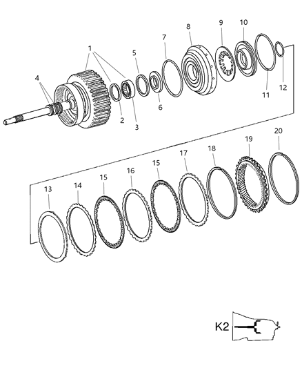2015 Chrysler Town & Country Piston K2 Clutch Diagram for 52108136AA