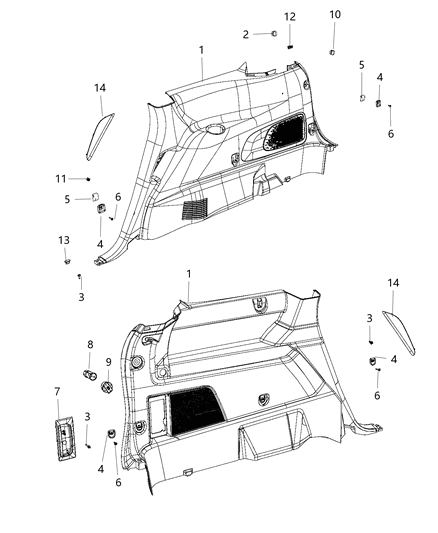 2008 Chrysler Town & Country Button Cargo Tie Down Diagram for 68143042AA