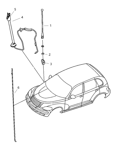 2010 Chrysler PT Cruiser Mast Antenna Diagram for 4671868AE
