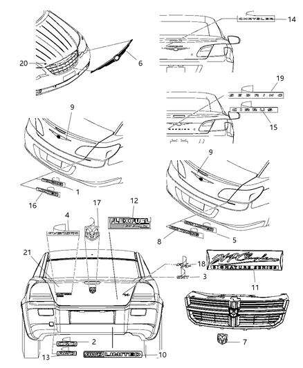 Emblem Chrysler Wing Diagram for 5116124AE