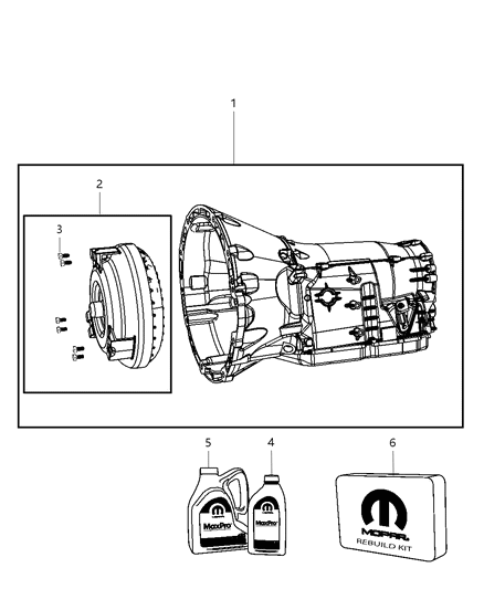 Transmission Kit With Torque Converter Diagram for 68018649AD