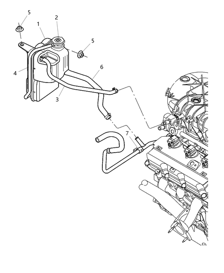 2008 Chrysler Pacifica Bottle Coolant Recovery Includes Items 2-3-4 Diagram for 4880498AB