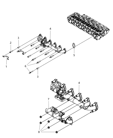 Manifold Exhaust Diagram for 68027070AA