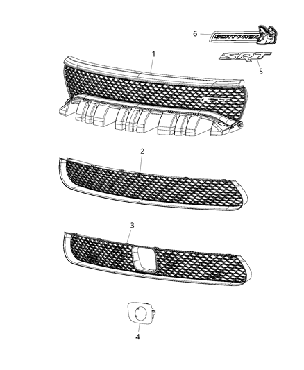 Grille Radiator Diagram for 68223889AB