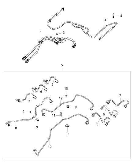Tube Fuel Supply And Return Diagram for 68229386AC