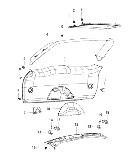 Molding Rear Header Retainers Serviced In Assembly Diagram for 5VP20LC5AA