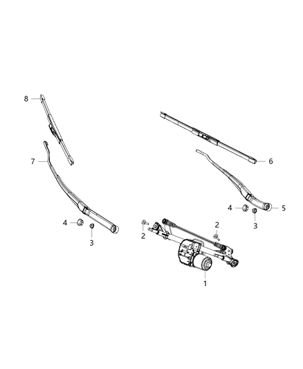 2016 Chrysler 200 Wiper Assembly Windshield Diagram for 68277007AA