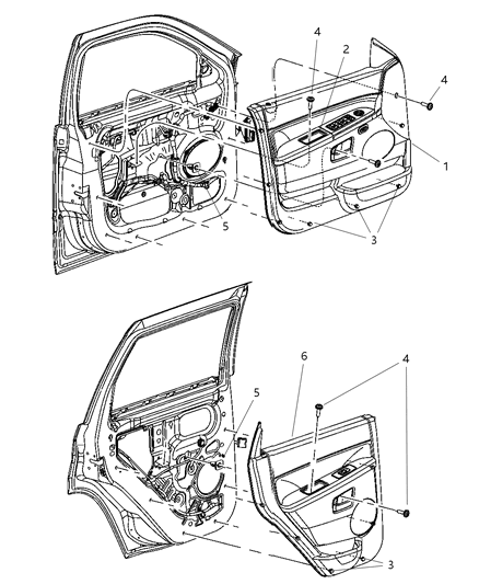 Panel Rear Door Trim Diagram for 5HR411D5AG