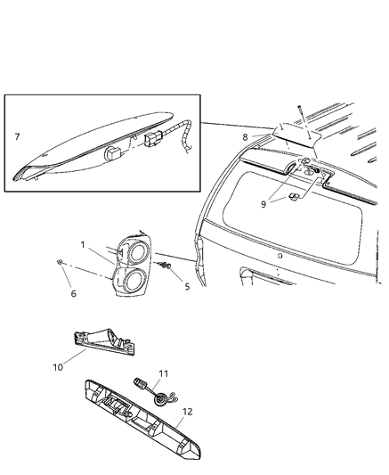 Lamp Tail Stop Backup Diagram for 5133168AH