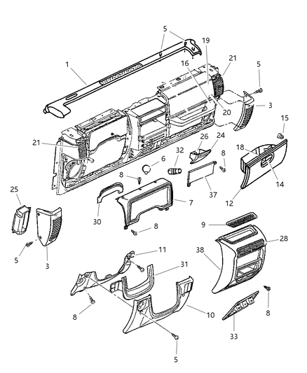 Outlet A/C & Heater Diagram for 5DP54TAZ