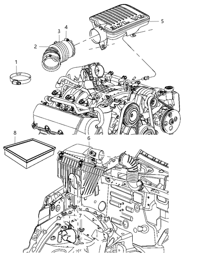 1988 Dodge Aries Hose Air Cleaner Diagram for 53013907AA