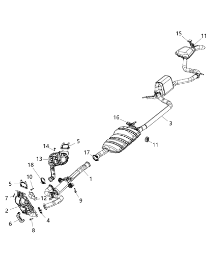 Muffler And Resonator Exhaust Diagram for 68223887AD