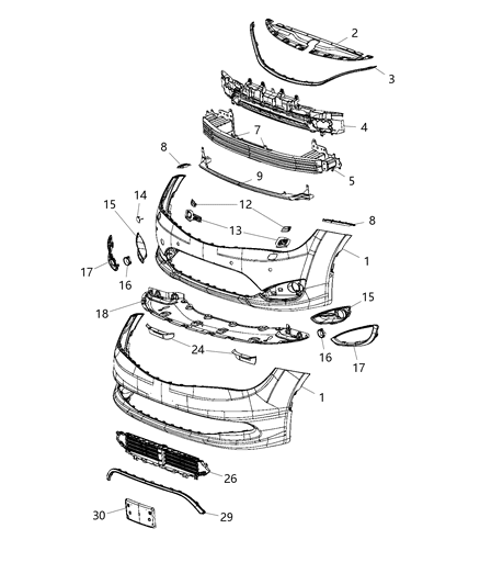 Grille Active Shutter Diagram for 68438679AB