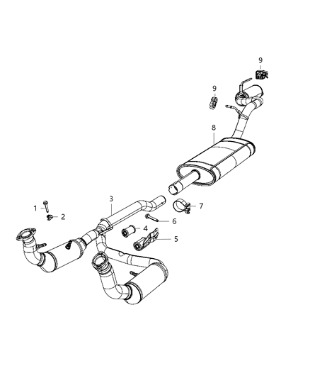 1989 Dodge Aries Muffler And Tailpipe Exhaust Diagram for 52109806AG