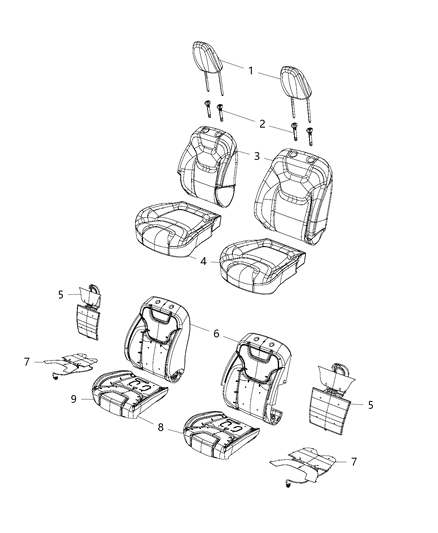 2002 Chrysler Prowler Cover Front Seat Back Diagram for 6SS85LR5AB