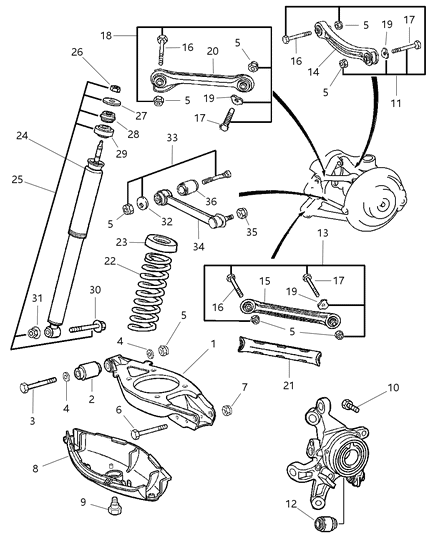 Shock Absorber Suspension Rear Diagram for 5096751AA