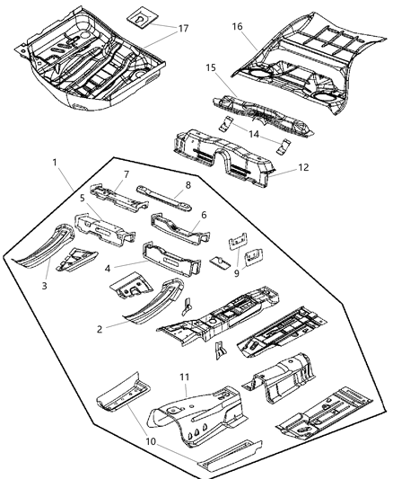 Crossmember Floor Pan Diagram for 5112809AD