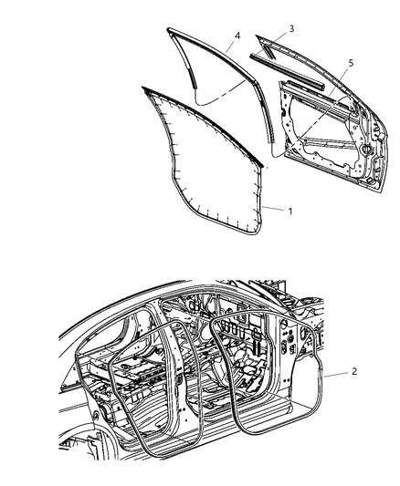 Weatherstrip Front Door Belt Inner Diagram for 5074013AA