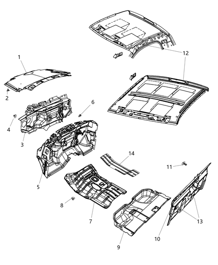 2007 Dodge Sprinter 3500 Insulation Dash Panel Under Instrument Panel Diagram for 68105181AC