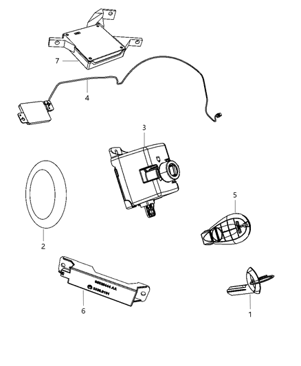 Transmitter Integrated Key Fob Diagram for 68158121AE