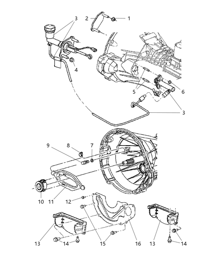 1995 Chrysler Concorde Hydraulic Assembly Clutch Master Cylinder Diagram for 52110496AA