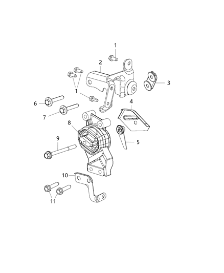 2021 Ram 1500 Shield Heat Engine Mount Diagram for 68159776AB