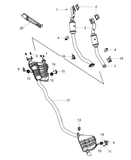 Pipe Exhaust Extension Flange With Short Extension Pipe Diagram for 68072213AC