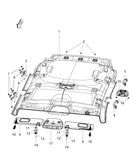 Visor Illuminated Includes 3 Screws Diagram for 1UB78HDAAG
