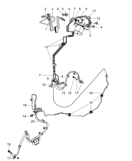 2011 Jeep Liberty Tube Brake Hydraulic Control Unit To Junction Block Right Diagram for 5154274AB