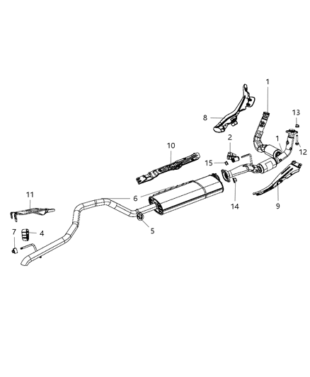 1998 Jeep Grand Cherokee Shield Exhaust Tailpipe, Rear Diagram for 55369232AC