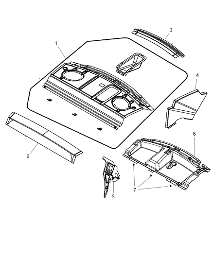 2013 Chrysler 200 Carpet Trunk Rear Shelf Silencer Diagram for 5291619AG