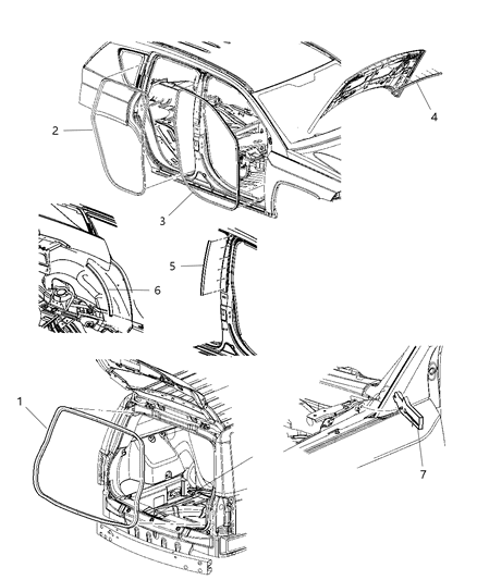 2006 Chrysler PT Cruiser Seal Foam Hood Hinge To Cowl Side Diagram for 5116527AC