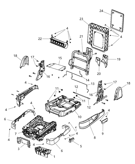 2022 Dodge Charger Shield Seat Cushion Diagram for 1HW001S3AA