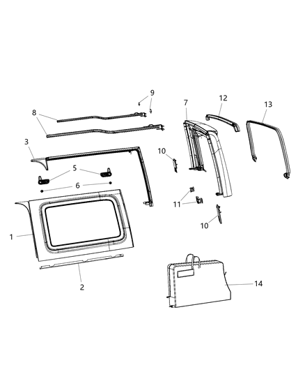 Latch Quarter Window Diagram for 68421577AB