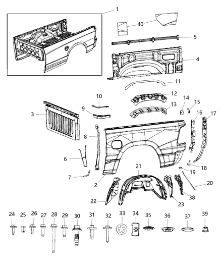 Reinforcement Tailgate Hinge Diagram for 68333465AA