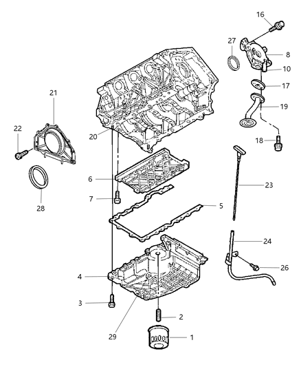 2002 Dodge Dakota Retainer And Seal Crankshaft Rear Oil, Includes Gasket Diagram for 5175829AA