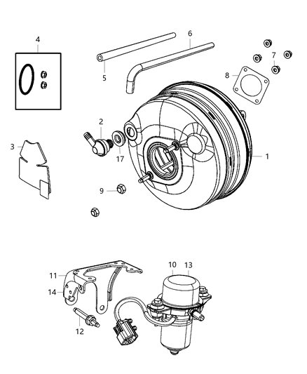 Booster Power Brake Diagram for 68064801AB