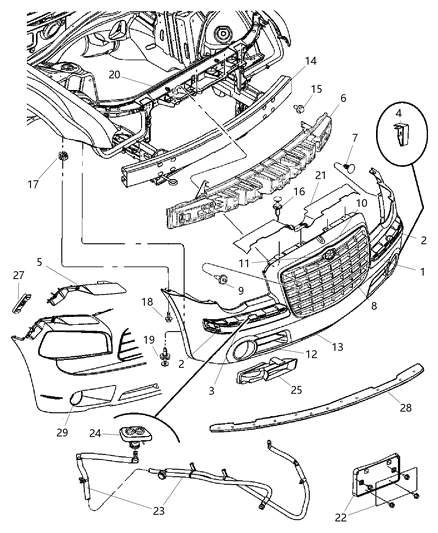 Crossmember Front Support Headlamp Diagram for 4806163AB