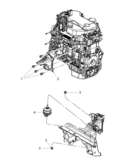 2015 Ram 2500 Insulator Engine Mount Diagram for 52125232AD