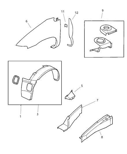 2008 Dodge Charger Liner Fender Side Diagram for 4707019