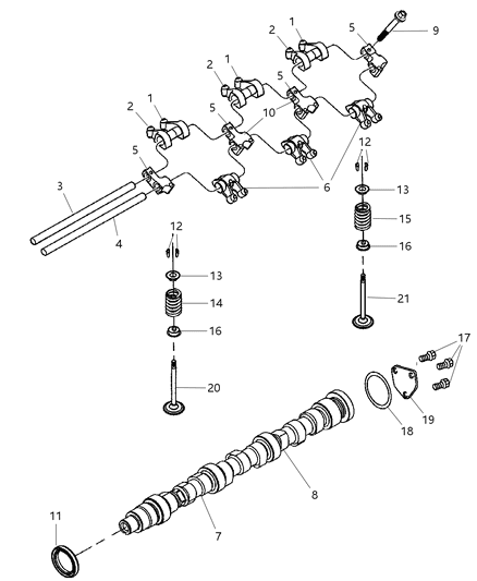 1999 Chrysler Town & Country Dowel Rocker Diagram for 4573379