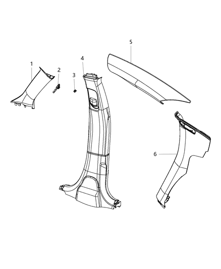 Molding A Pillar Includes Clips Diagram for 5LN22DX9AC