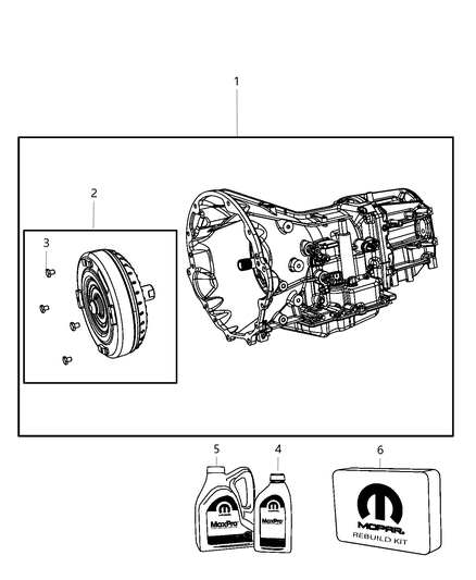 Transmission Kit With Torque Converter Diagram for 68039218AC