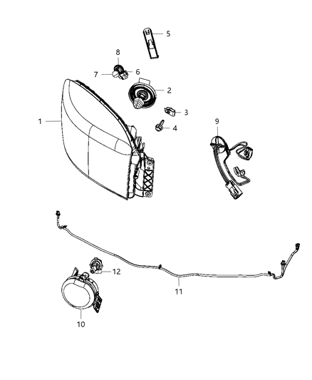 Lamp Headlamp Parking And Turn Diagram for 68001484AE