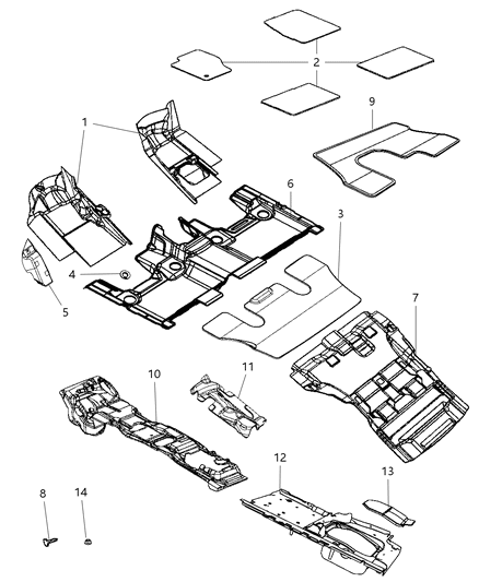 Carpet Front Floor Diagram for 5VK15DX9AA