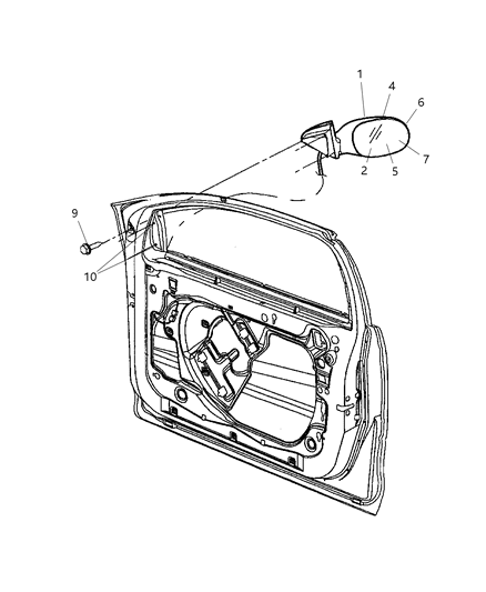 Glass Mirror Replacement Diagram for 5018465AA