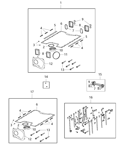 Gasket Kit Supercharger Lid Diagram for 68373848AA