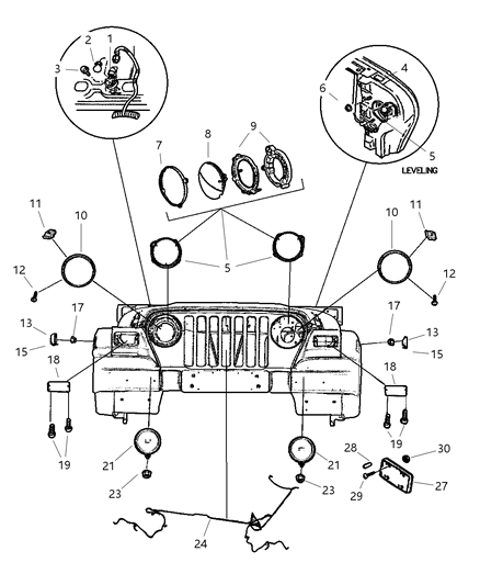 1993 Jeep Grand Wagoneer Lamp Fog Diagram for 55055095AF